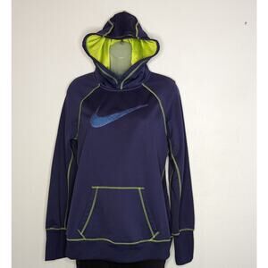 Nike THERMA-FIT Pullover Hoodie Size Youth Large Stitched Swoop Blue Green